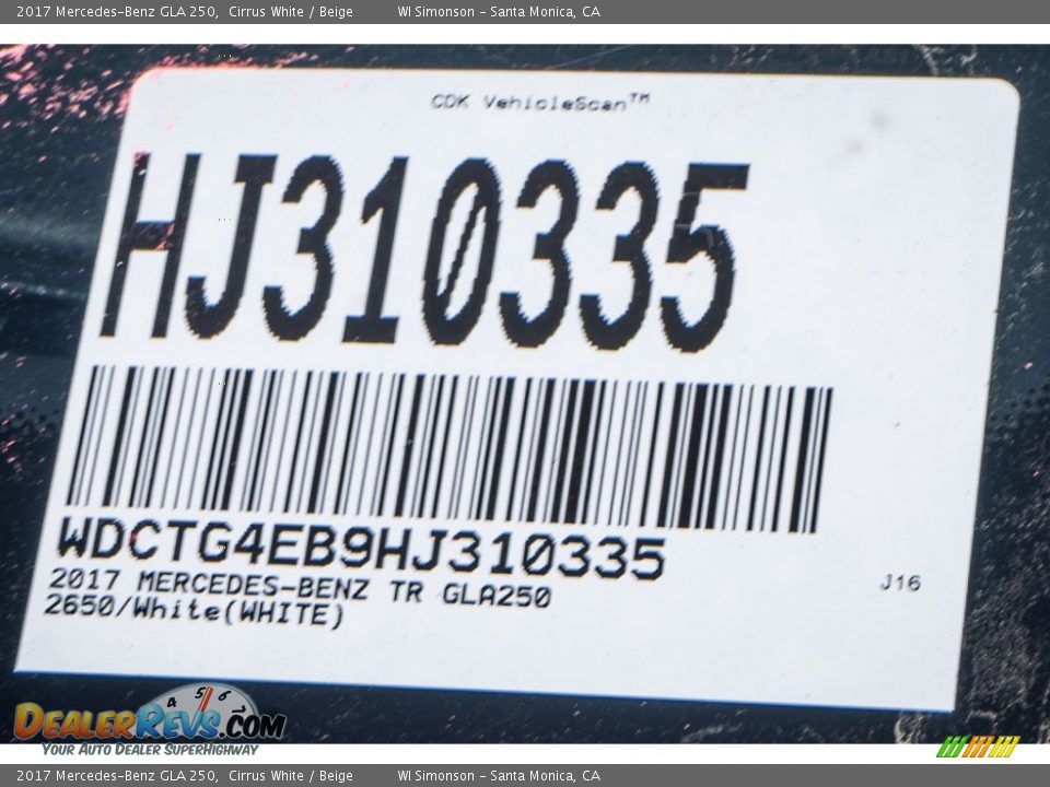 2017 Mercedes-Benz GLA 250 Cirrus White / Beige Photo #8