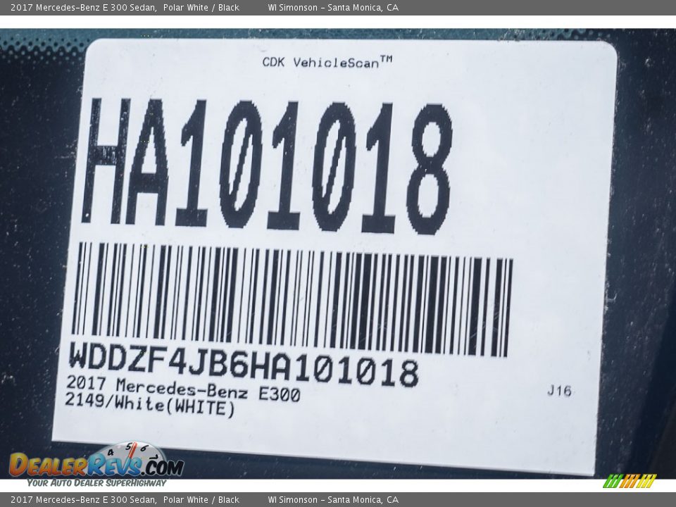 2017 Mercedes-Benz E 300 Sedan Polar White / Black Photo #8