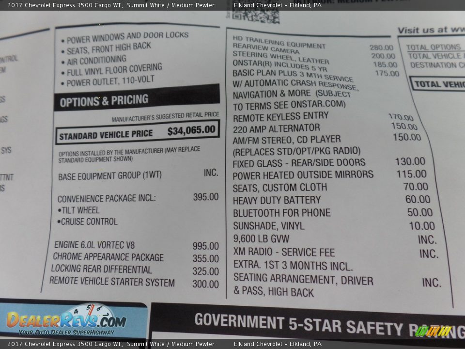 2017 Chevrolet Express 3500 Cargo WT Summit White / Medium Pewter Photo #18