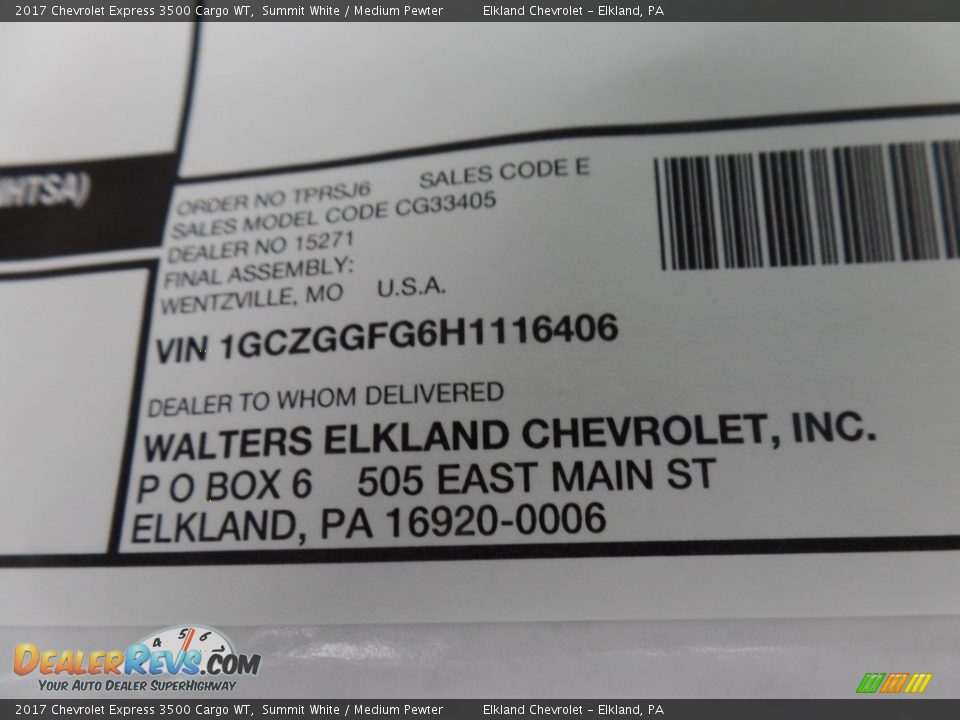 2017 Chevrolet Express 3500 Cargo WT Summit White / Medium Pewter Photo #20