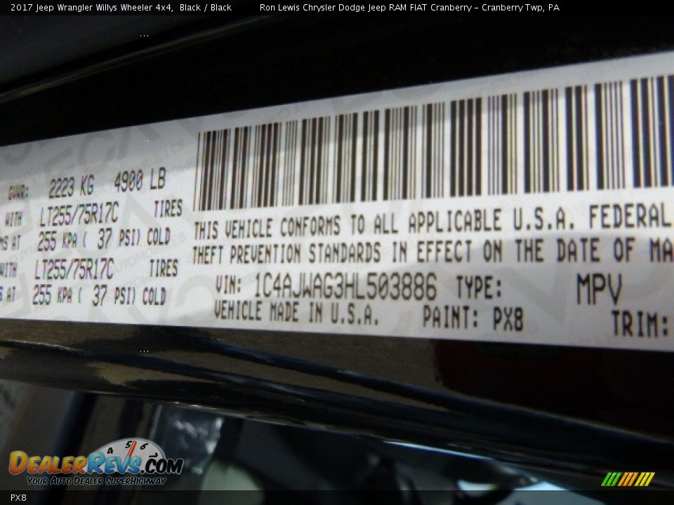 Jeep Color Code PX8 Black