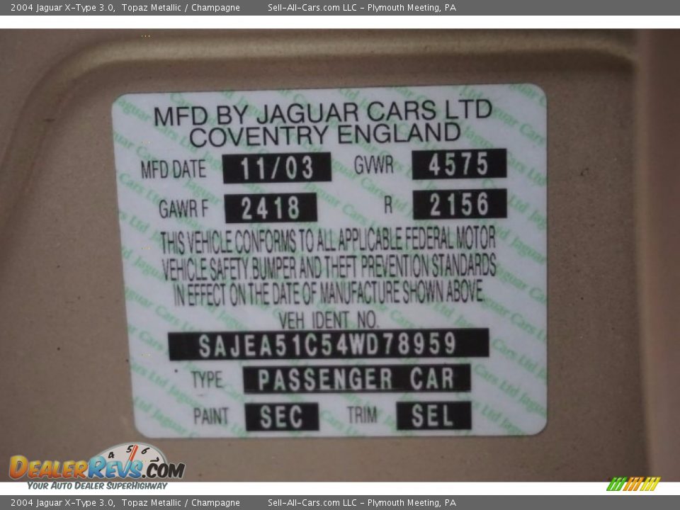 2004 Jaguar X-Type 3.0 Topaz Metallic / Champagne Photo #14