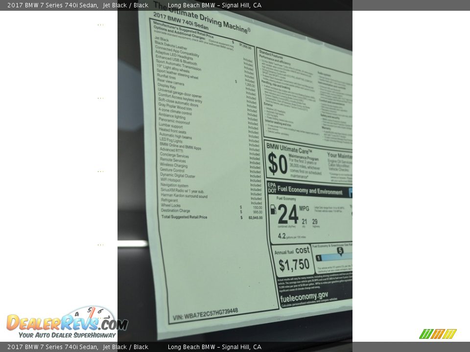 2017 BMW 7 Series 740i Sedan Jet Black / Black Photo #15