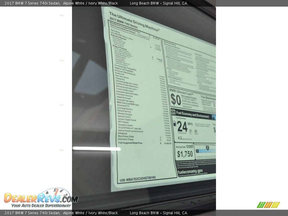 2017 BMW 7 Series 740i Sedan Alpine White / Ivory White/Black Photo #15