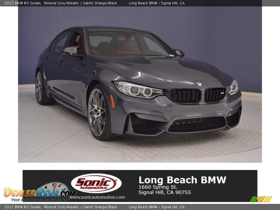 2017 BMW M3 Sedan Mineral Grey Metallic / Sakhir Orange/Black Photo #1
