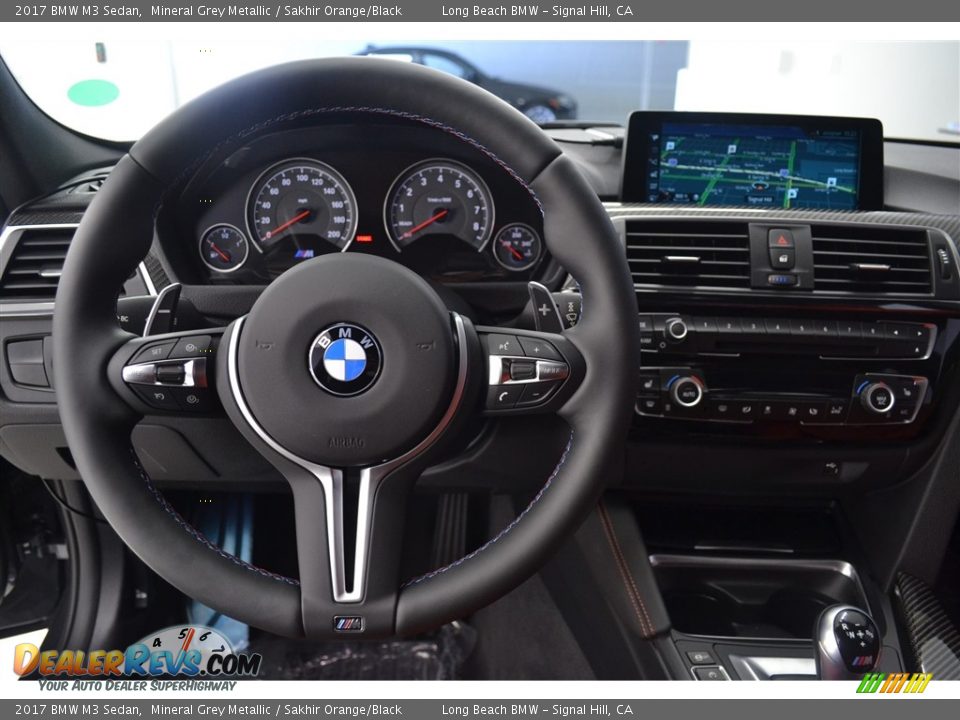 2017 BMW M3 Sedan Mineral Grey Metallic / Sakhir Orange/Black Photo #12