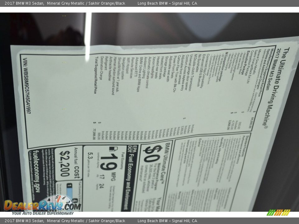 2017 BMW M3 Sedan Window Sticker Photo #13