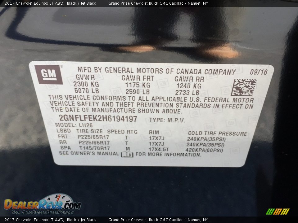 2017 Chevrolet Equinox LT AWD Black / Jet Black Photo #11