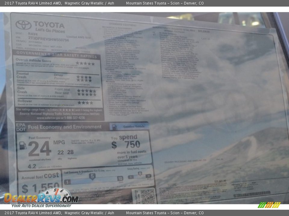 2017 Toyota RAV4 Limited AWD Magnetic Gray Metallic / Ash Photo #10