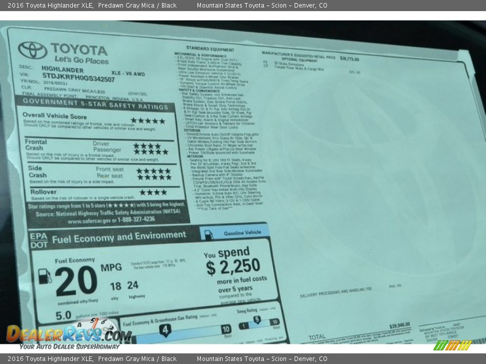 2016 Toyota Highlander XLE Predawn Gray Mica / Black Photo #10