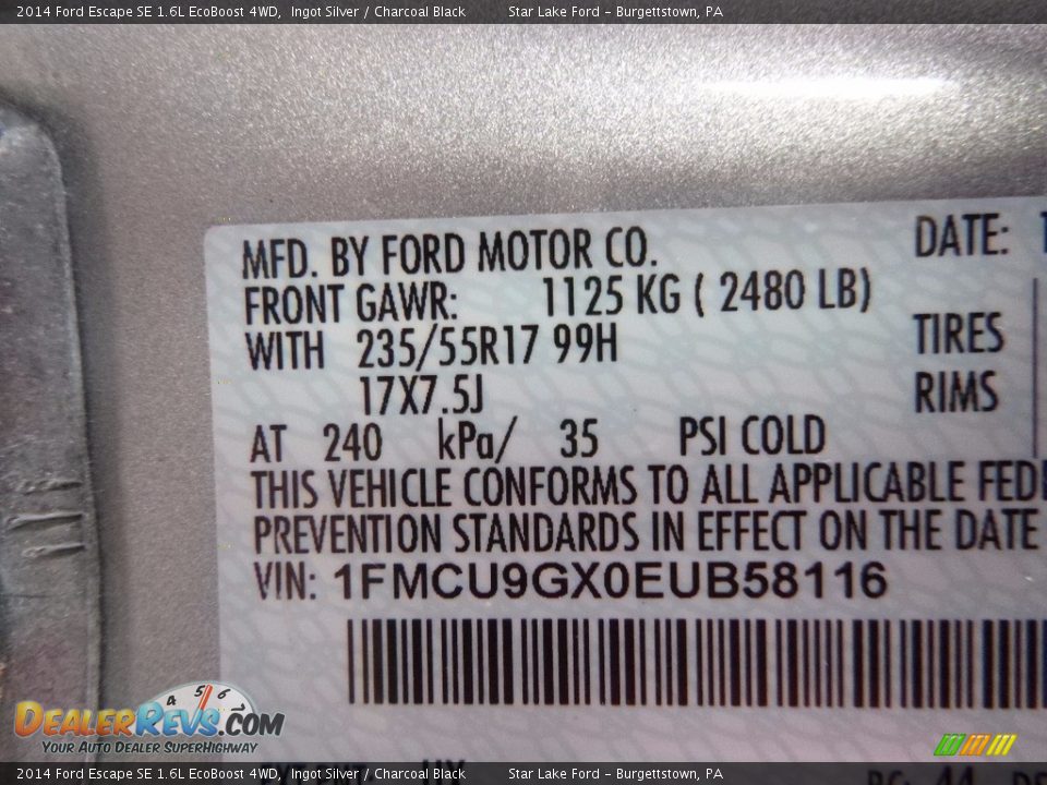2014 Ford Escape SE 1.6L EcoBoost 4WD Ingot Silver / Charcoal Black Photo #15
