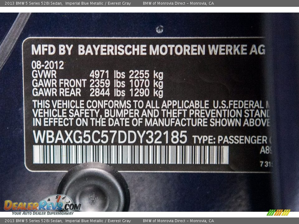 2013 BMW 5 Series 528i Sedan Imperial Blue Metallic / Everest Gray Photo #21