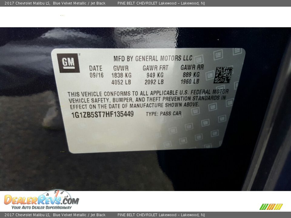 2017 Chevrolet Malibu LS Blue Velvet Metallic / Jet Black Photo #7