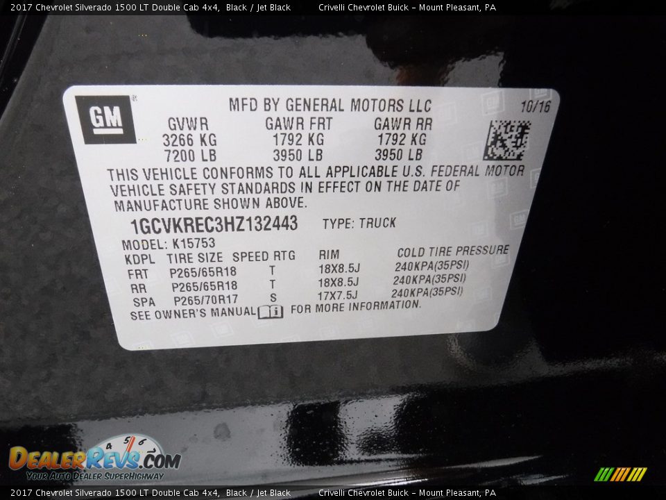 2017 Chevrolet Silverado 1500 LT Double Cab 4x4 Black / Jet Black Photo #20