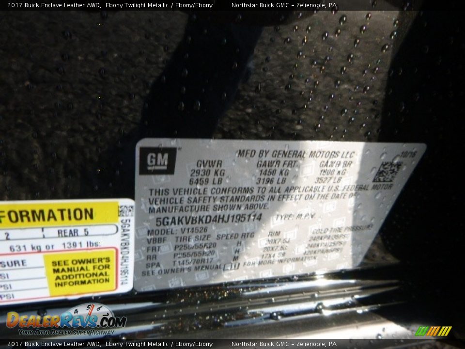 2017 Buick Enclave Leather AWD Ebony Twilight Metallic / Ebony/Ebony Photo #15