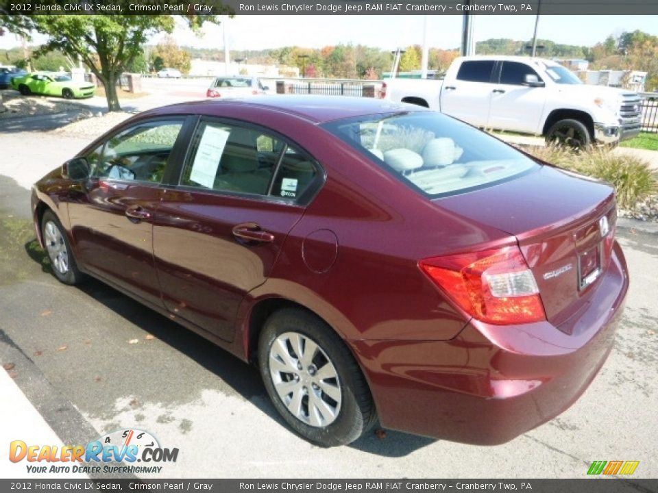 2012 Honda Civic LX Sedan Crimson Pearl / Gray Photo #11
