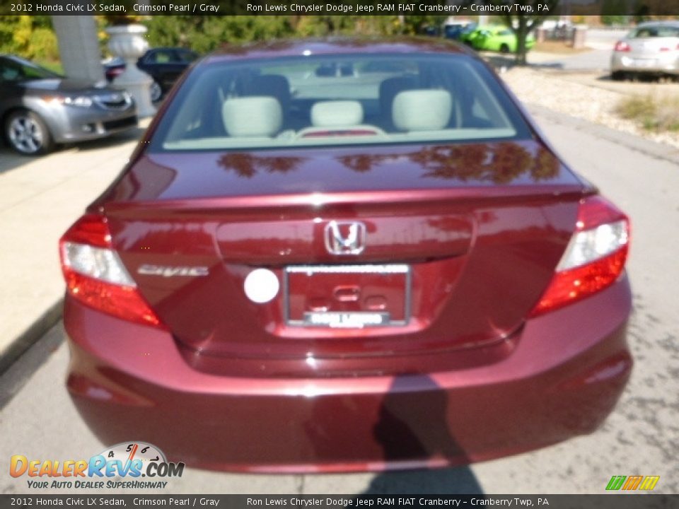 2012 Honda Civic LX Sedan Crimson Pearl / Gray Photo #12
