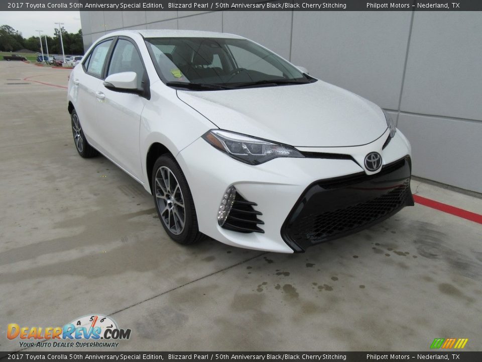 2017 Toyota Corolla 50th Anniversary Special Edition Blizzard Pearl / 50th Anniversary Black/Black Cherry Stitching Photo #2