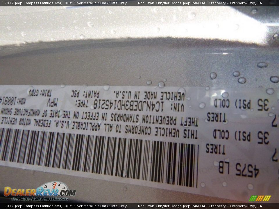 2017 Jeep Compass Latitude 4x4 Billet Silver Metallic / Dark Slate Gray Photo #15