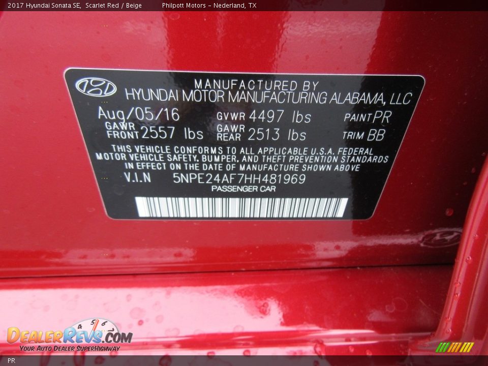 Hyundai Color Code PR Scarlet Red