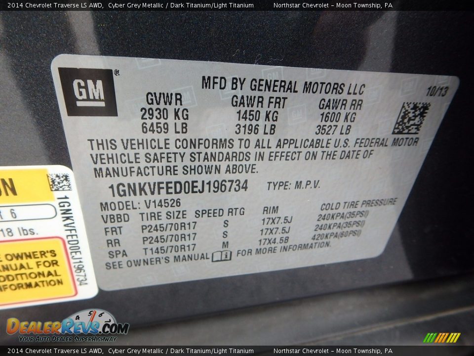2014 Chevrolet Traverse LS AWD Cyber Grey Metallic / Dark Titanium/Light Titanium Photo #28