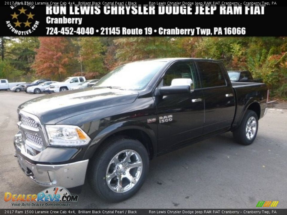2017 Ram 1500 Laramie Crew Cab 4x4 Brilliant Black Crystal Pearl / Black Photo #1