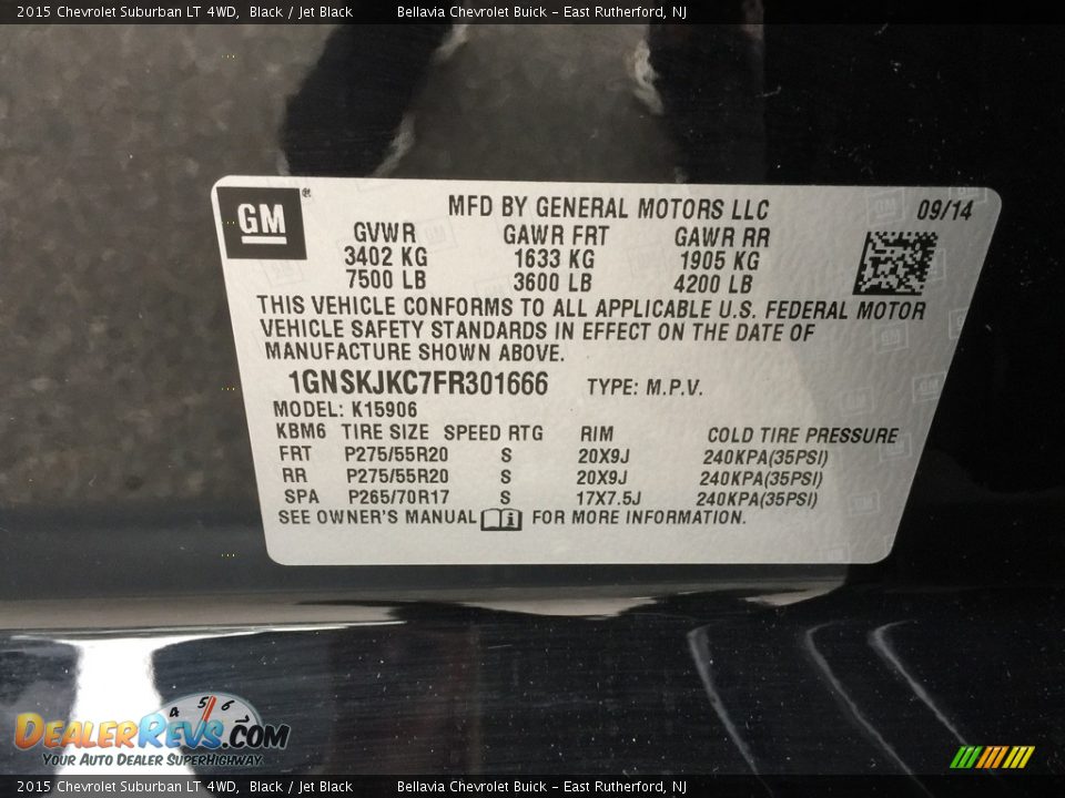 2015 Chevrolet Suburban LT 4WD Black / Jet Black Photo #21