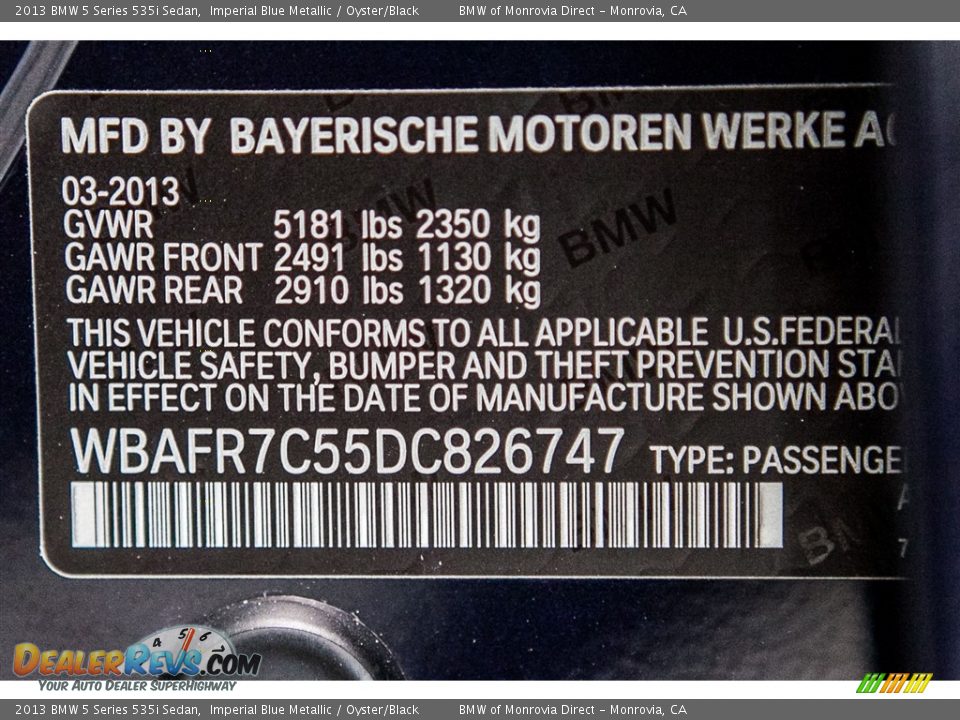 2013 BMW 5 Series 535i Sedan Imperial Blue Metallic / Oyster/Black Photo #21