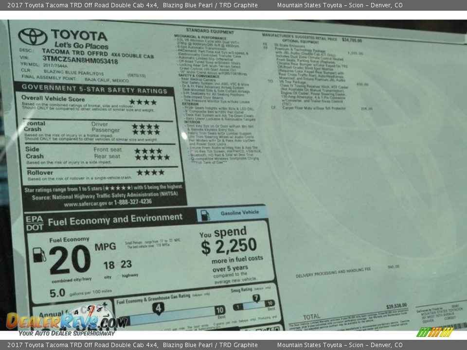 2017 Toyota Tacoma TRD Off Road Double Cab 4x4 Blazing Blue Pearl / TRD Graphite Photo #10