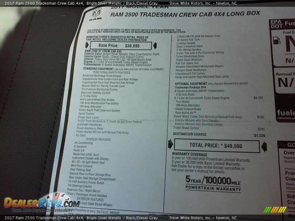 2017 Ram 2500 Tradesman Crew Cab 4x4 Bright Silver Metallic / Black/Diesel Gray Photo #23