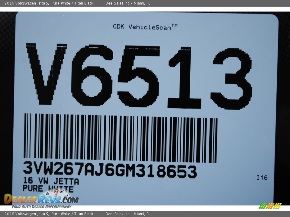 2016 Volkswagen Jetta S Pure White / Titan Black Photo #20