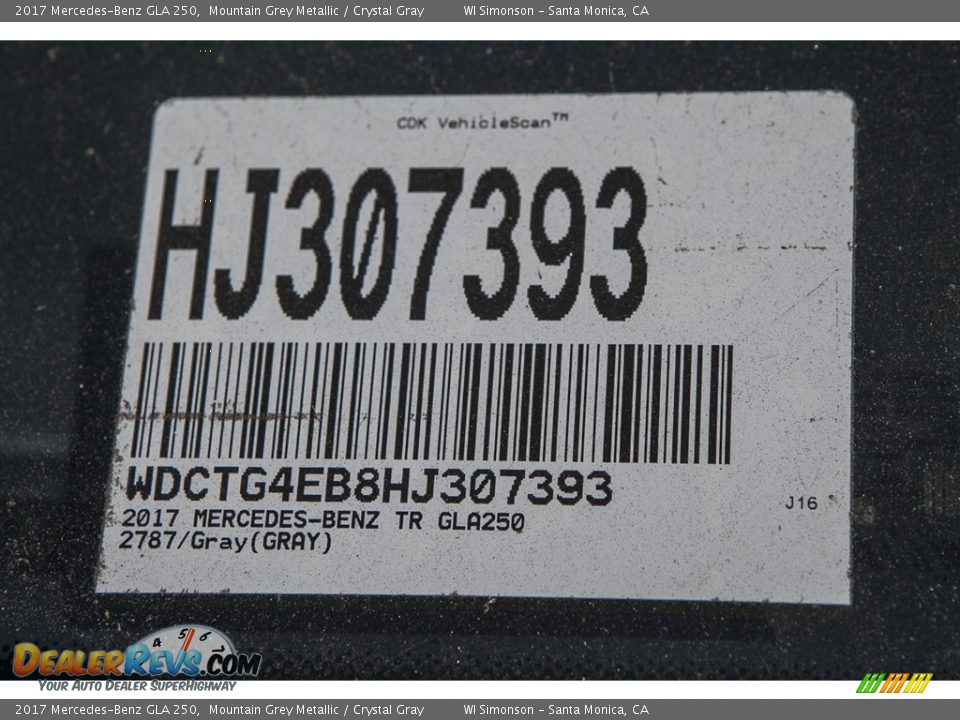 2017 Mercedes-Benz GLA 250 Mountain Grey Metallic / Crystal Gray Photo #8