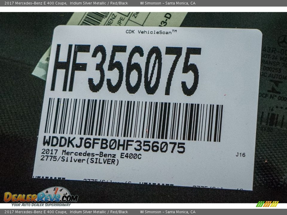 2017 Mercedes-Benz E 400 Coupe Iridium Silver Metallic / Red/Black Photo #8