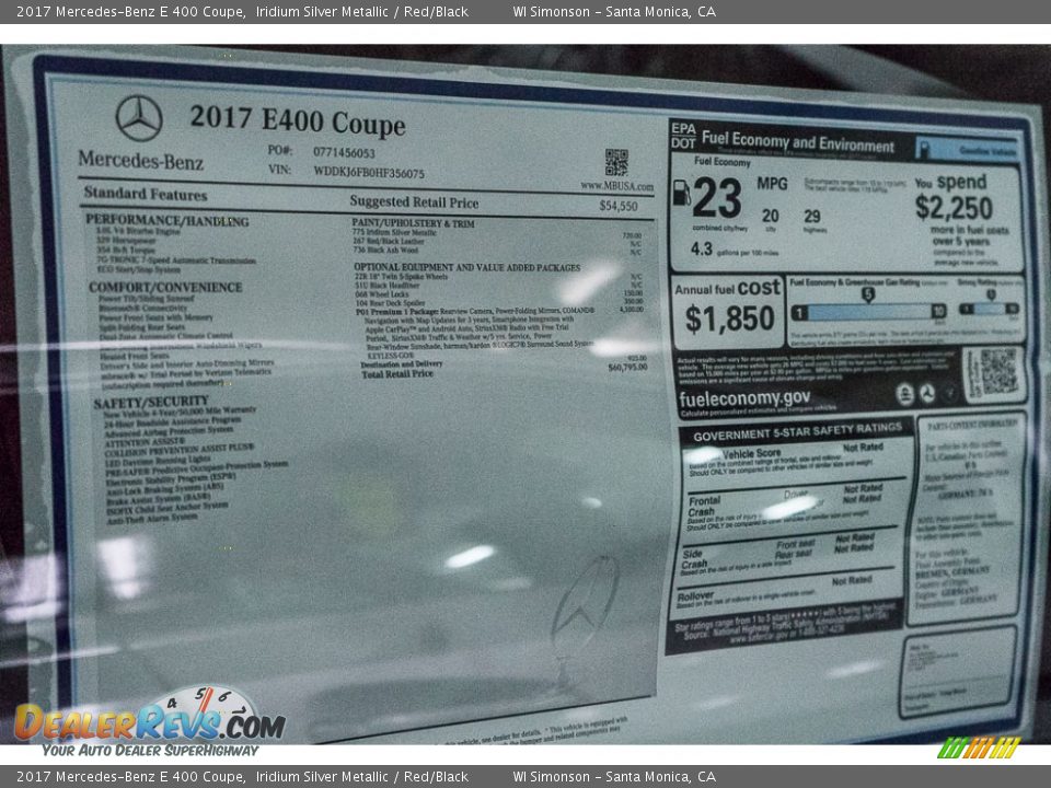 2017 Mercedes-Benz E 400 Coupe Iridium Silver Metallic / Red/Black Photo #11