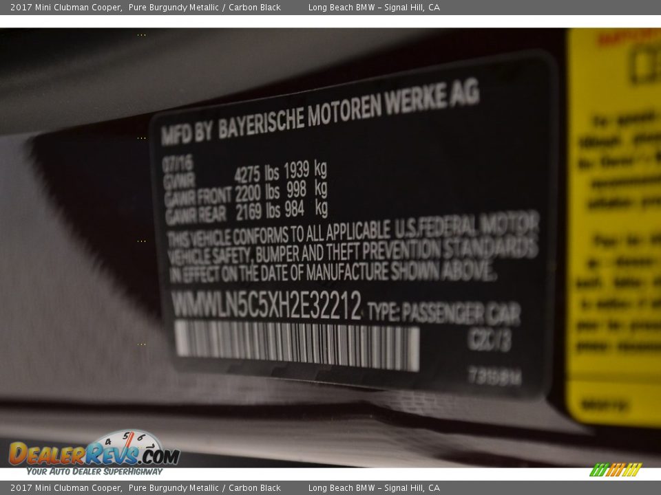 2017 Mini Clubman Cooper Pure Burgundy Metallic / Carbon Black Photo #14