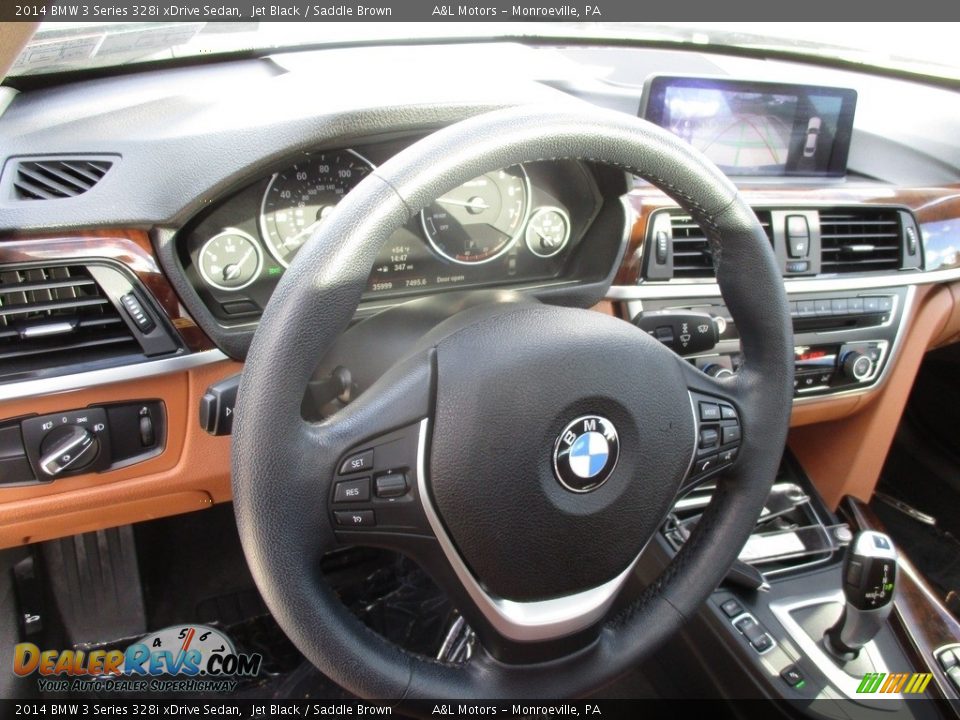 2014 BMW 3 Series 328i xDrive Sedan Jet Black / Saddle Brown Photo #15