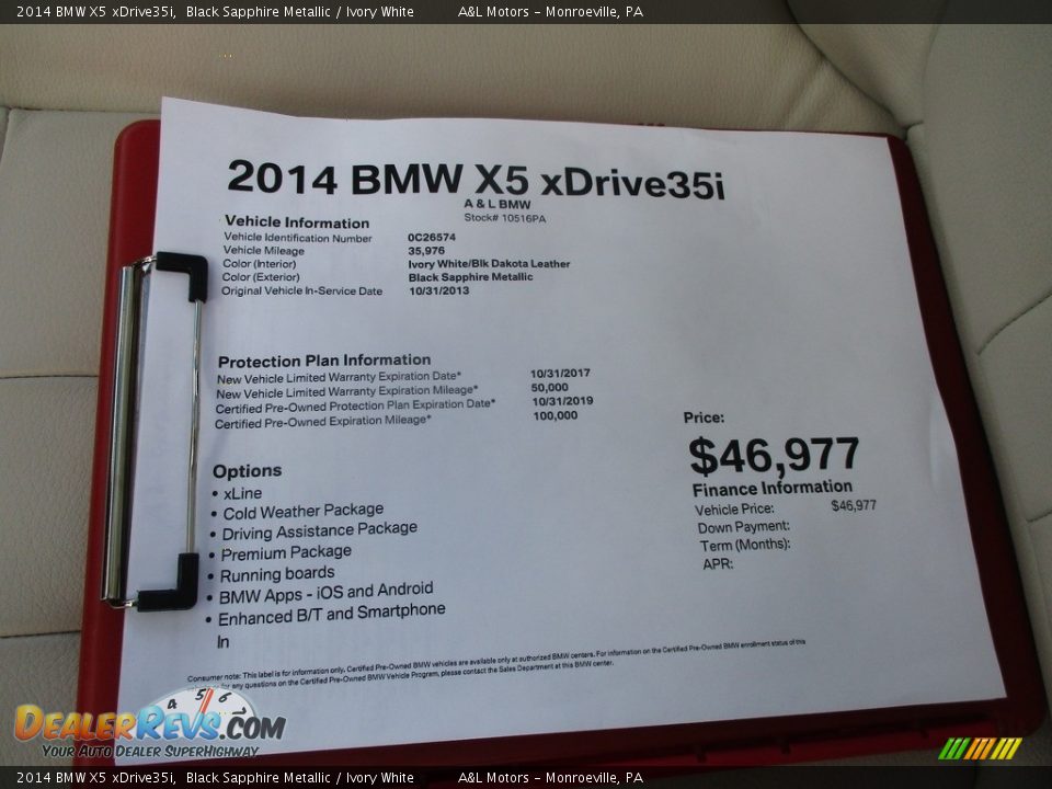 2014 BMW X5 xDrive35i Black Sapphire Metallic / Ivory White Photo #12