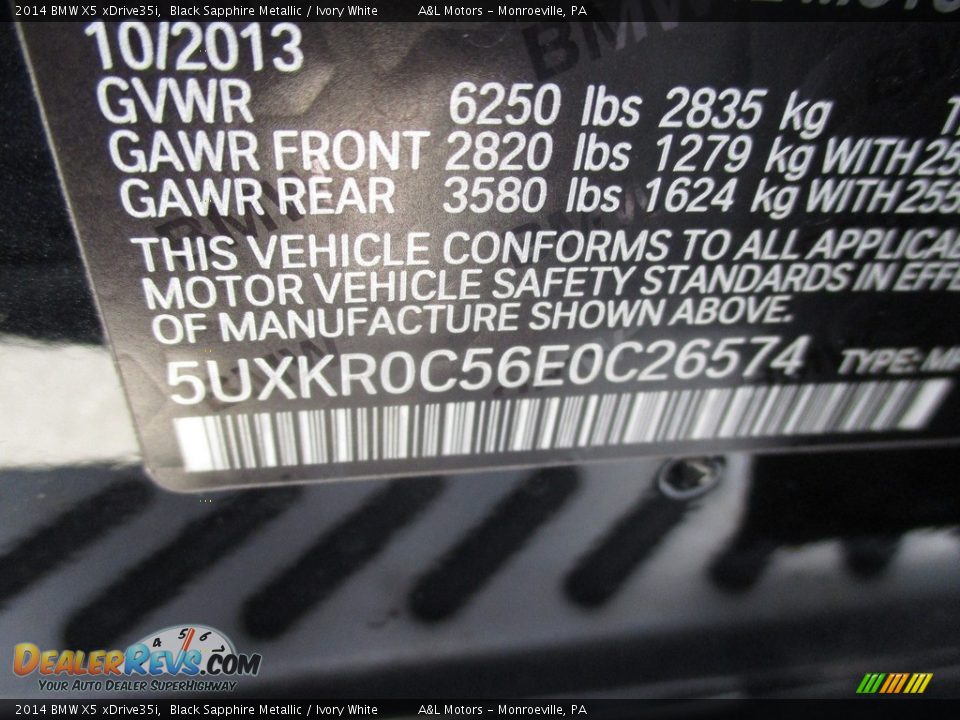 2014 BMW X5 xDrive35i Black Sapphire Metallic / Ivory White Photo #19