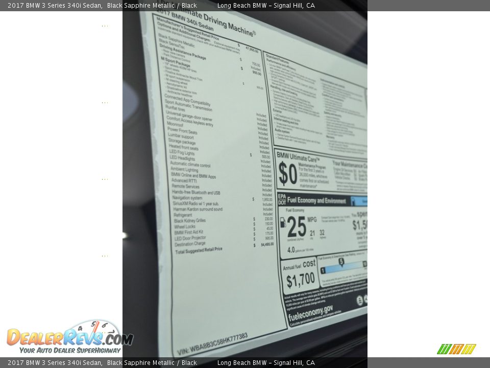 2017 BMW 3 Series 340i Sedan Window Sticker Photo #15