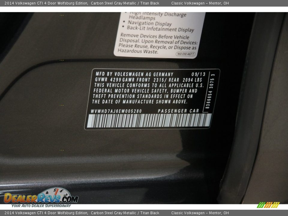 2014 Volkswagen GTI 4 Door Wolfsburg Edition Carbon Steel Gray Metallic / Titan Black Photo #18
