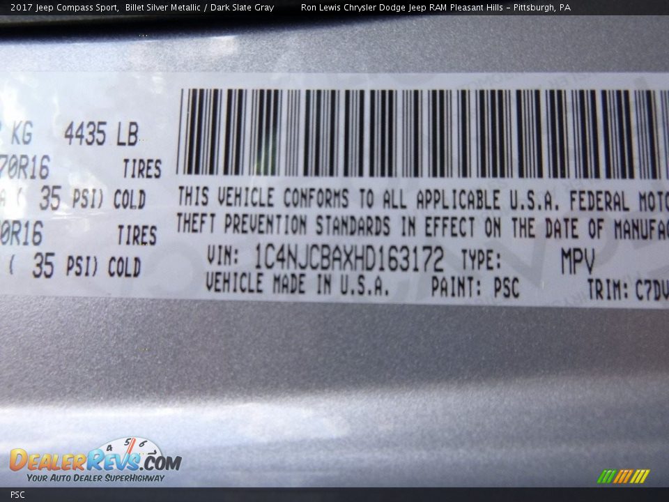 Jeep Color Code PSC Billet Silver Metallic