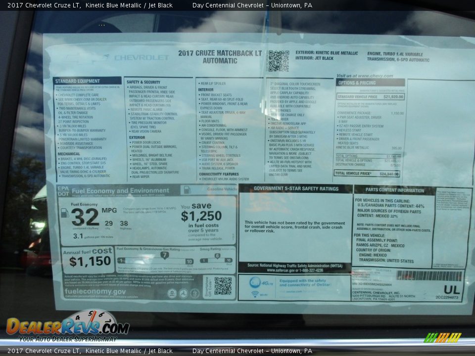 2017 Chevrolet Cruze LT Kinetic Blue Metallic / Jet Black Photo #3