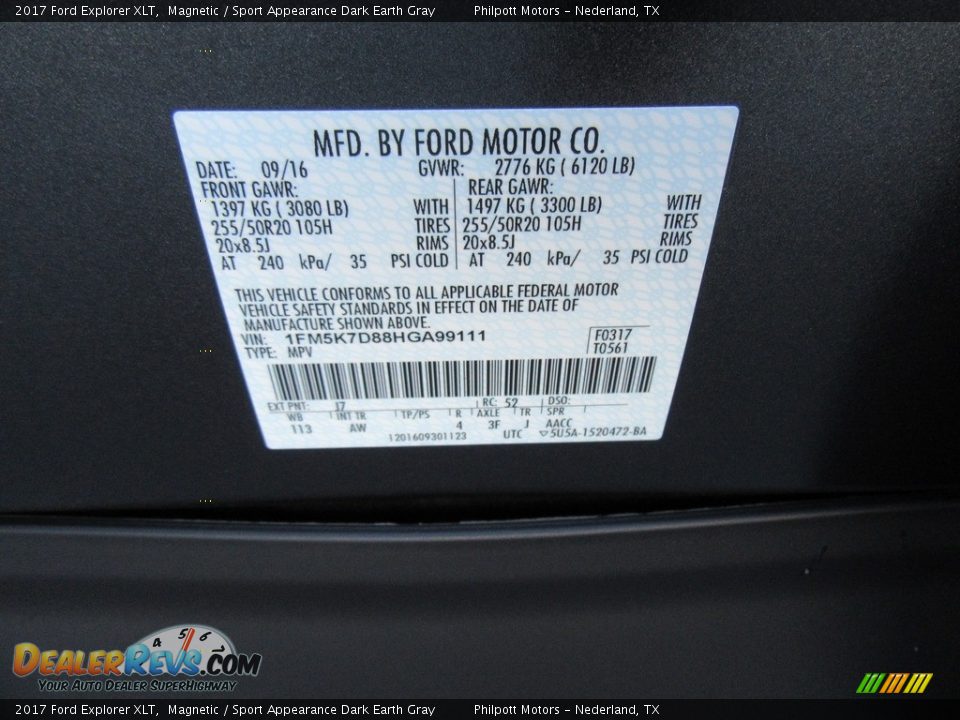 2017 Ford Explorer XLT Magnetic / Sport Appearance Dark Earth Gray Photo #34
