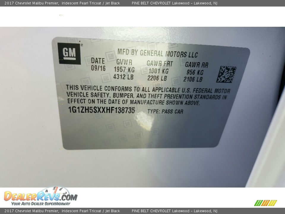 2017 Chevrolet Malibu Premier Iridescent Pearl Tricoat / Jet Black Photo #7