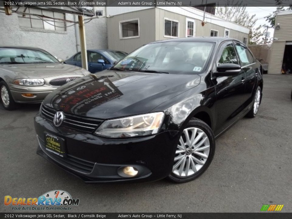 2012 Volkswagen Jetta SEL Sedan Black / Cornsilk Beige Photo #1