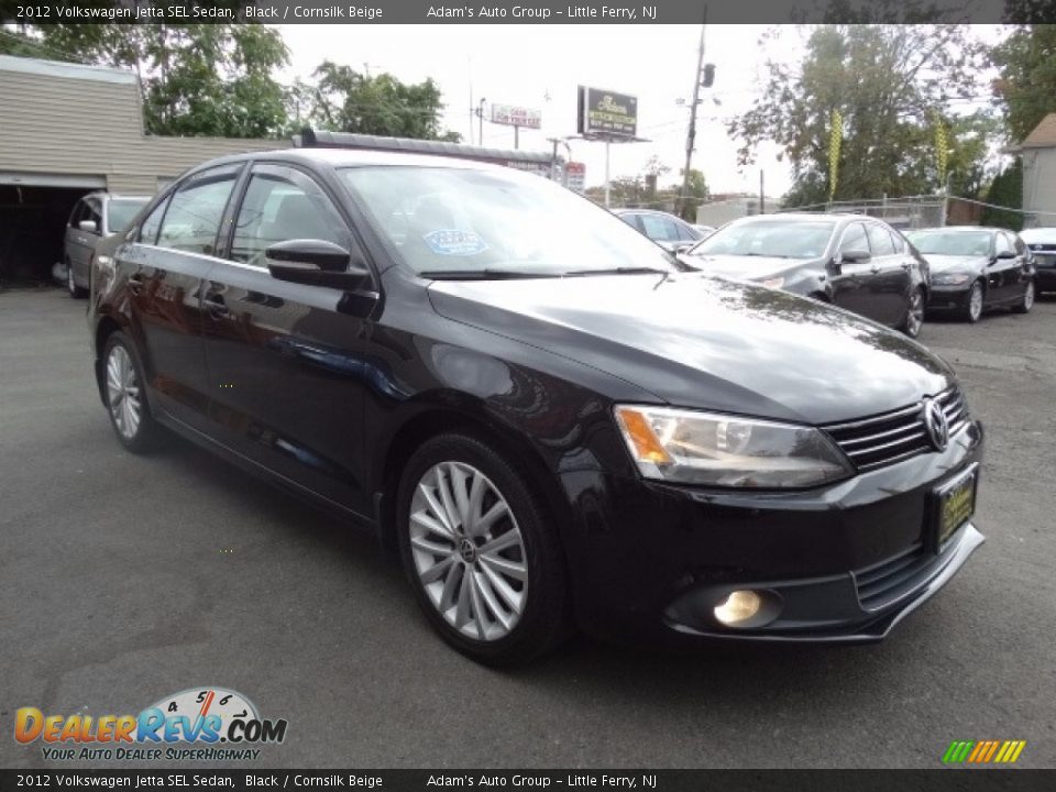 2012 Volkswagen Jetta SEL Sedan Black / Cornsilk Beige Photo #3