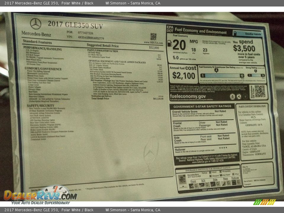 2017 Mercedes-Benz GLE 350 Polar White / Black Photo #11