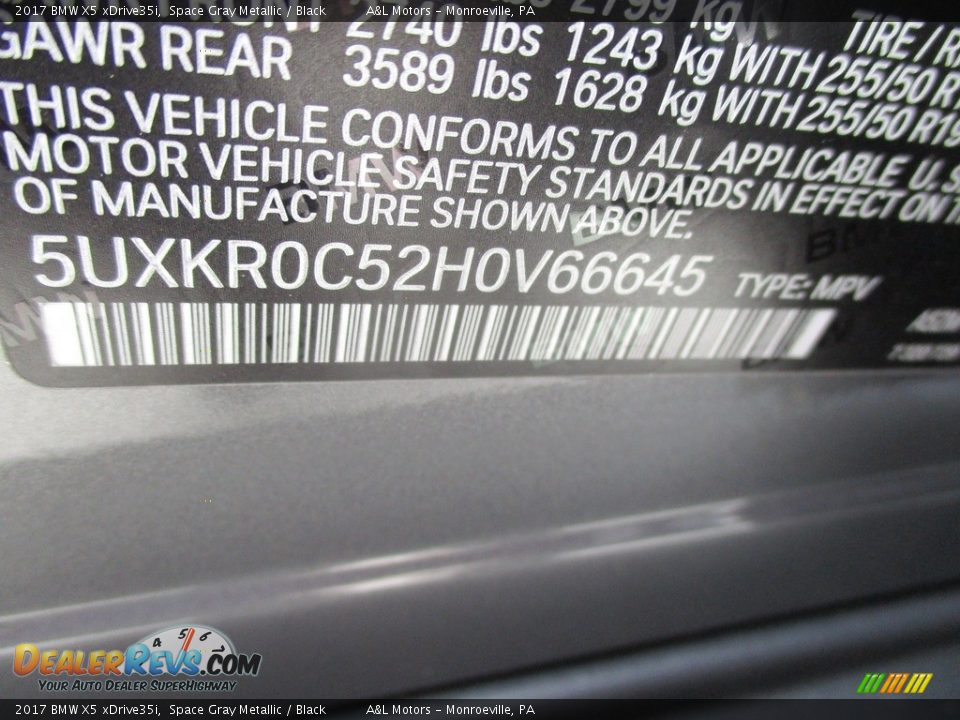 2017 BMW X5 xDrive35i Space Gray Metallic / Black Photo #19