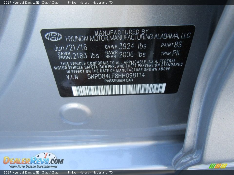 2017 Hyundai Elantra SE Gray / Gray Photo #31