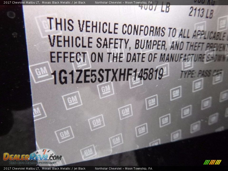 2017 Chevrolet Malibu LT Mosaic Black Metallic / Jet Black Photo #14